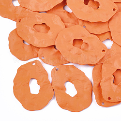 Ciondoli in ferro verniciato a spruzzo, arancione scuro, 44x34x2mm, Foro: 1 mm
