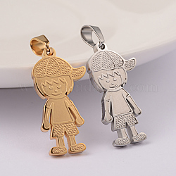 Boy 304 Stainless Steel Pendants, Mixed Color, 27x14x2mm, Hole: 6x4mm