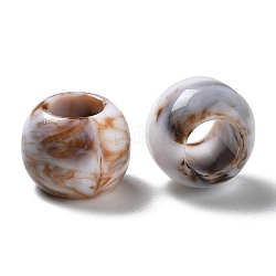 Perles acryliques opaques imitation pierres précieuses, Perles avec un grand trou   , baril, fumée blanche, 13.5x10.5mm, Trou: 7mm, environ: 490 pcs / 500 g