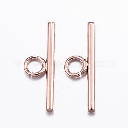 Revestimiento iónico (ip) 304 barra de acero inoxidable, oro rosa, 20x7x2mm, agujero: 3 mm.