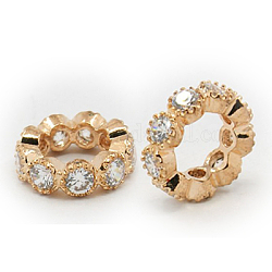 Perles de zircone cubique micro pave en Laiton, rondelle, or rose, 8mm