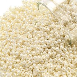 Cuentas de semillas redondas toho, Abalorios de la semilla japonés, (123l) crema blanca brillo opaco, 11/0, 2.2mm, agujero: 0.8 mm, aproximamente 5555 unidades / 50 g