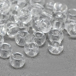 8/0グレードの丸いガラスシードビーズ  透明色  透明  8/0  3x2mm  穴：1mm  約10000個/袋