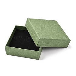 Квадратная бумажная коробка, крышка с защелкой, с губчатым ковриком, коробка ювелирных изделий, темно-зеленый, 11.2x11.2x3.9 см, Внутренние размеры: 103x103 mm