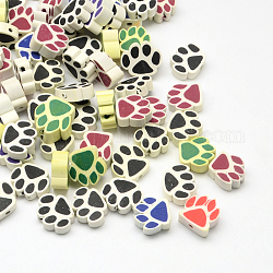 Бусины из полимерной глины , собака отпечатки лап, разноцветные, 9~16x12~15x5~8 мм, отверстие : 1.5~3 мм