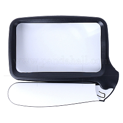 Lupa portátil de plástico de abs, con lente acrilica optica, 5 unids llevó la luz, negro, 14x11.5x2.5 cm, ampliación: 2x
