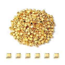 CCBプラスチックビーズ  キューブ  ゴールドカラー  3x3x3mm  穴：1.2mm