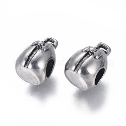 304 Stainless Steel European Beads, Large Hole Beads, Bag, Antique Silver, 14x10x10mm, Hole: 4.5~5mm