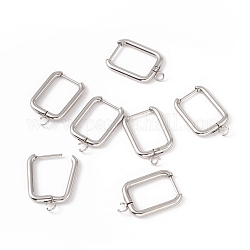 201 Stainless Steel Hoop Earring Findings, with 316 Stainless Steel Pin and 304 Stainless Steel Horizontal Loops, Rectangle, Stainless Steel Color, 24.5x15.5x2.5mm, Hole: 2.5mm, Pin: 1mm