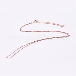 Electrophoresis Brass Necklace Making, with Cubic Zirconia & Slide Extender Chains, Box Chains, Long-Lasting Plated, Rose Gold, 31.5 inch(80cm)