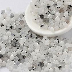 Quartz tourmaliné naturel / perles de quartz rutiles noires, pas de trous / non percés, ronde, 1.5mm