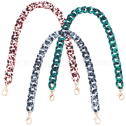 Wadorn® 3pz 3 manici per borse a catena in acrilico con motivo leopardato a forma di leopardo, con fermagli di lobster claw in lega, per accessori per la sostituzione della borsa, colore misto, 60x2.1cm, 1pc / color