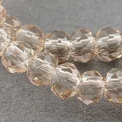 Transparent Glass Beads Strands, Faceted, Rondelle, Dark Salmon, 3x2mm, Hole: 0.5mm, about 160~165pcs/strand, 15.35 inch~15.75 inch(39~40cm)