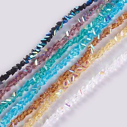 Electroplate Glass Beads Strands, AB Color Plated, Triangle, Mixed Color, 2.2~3x3~4.7x2~3mm, Hole: 0.7mm, about 171~181pcs/strand, 12.4 inch~14.84 inch(31.5~37.7cm)