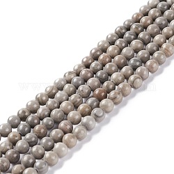 Línea de plata natural hebras de perlas de jaspe, redondo, 4~4.5mm, agujero: 1 mm, aproximamente 91~93 pcs / cadena, 14.96~15.35 pulgada (38~39 cm)