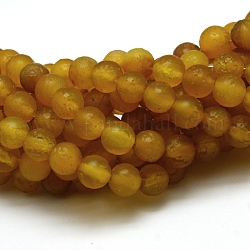 Natural Agate Beads Strands, Dyed, Matte, Round, Goldenrod, 8mm, Hole: 1mm
