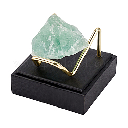 Espositori quadrati in cristallo minerale in pelle sintetica, portaoggetti per pietre preziose ruvide con supporto in lega dorata, nero, 5.6x5.6x4.5cm