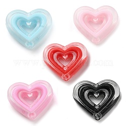 Perles acryliques, Perle en bourrelet, cœur, couleur mixte, 19.5x23x6mm, Trou: 3mm