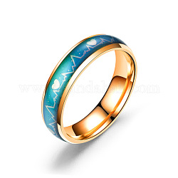 Herzschlag-Stimmungsring, Temperaturwechsel Farbe Emotion Gefühl Edelstahl schlichter Ring für Männer Frauen, Roségold, uns Größe 8 (18.1mm)