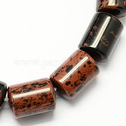 Mogano naturale gemma perline colonna di pietra ossidiana fili, marrone noce di cocco, 14x10mm, Foro: 1 mm, circa 28pcs/filo, 15.7 pollice