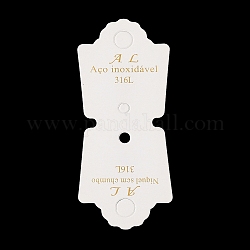 Piega sopra le carte da esposizione di gioielli in carta di cartone con parole stampate in oro per riporre collane e braccialetti, bianco, 9.25x4x0.05cm, Foro: 9 mm e 5 mm