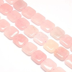 Piazza rosa naturale perline di quarzo fili, perline a fetta piatta, 20x20x6mm, Foro: 1 mm, circa 20pcs/filo, 15.74 pollice