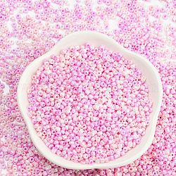 Perles de rocaille en verre, trou rond, ronde, perle rose, 2~3x1.5~2mm, Trou: 0.8mm, environ 450g / livre