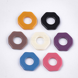 Anneaux de liaison acryliques opaques, octogone, couleur mixte, 22x22x3mm, diamètre intérieur: 9.5 mm