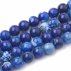 Окрашенные натуральные хрустящие агатовые бусинки, круглые, синие, 12 мм, отверстие : 1.5 мм, около 33 шт / нитка, 15.1 дюйм