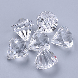 Colgantes de acrílico transparentes, facetados, diamante, Claro, 36x31mm, agujero: 2.6 mm, aproximamente 34 unidades / 500 g