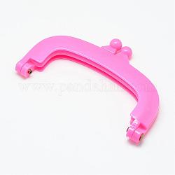 Plastic Purse Frame Handle for Bag Sewing Craft Tailor Sewer, Deep Pink, 60x100x12mm