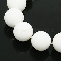 Runde Schale Perle frosted Stränge, weiß, 8 mm, Bohrung: 1 mm, ca. 52 Stk. / Stränge, 15.7 Zoll