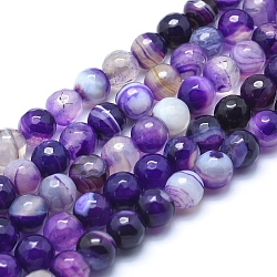 Natürliche Achat Perlen, gefärbt, facettiert rund, lila, 12 mm, Bohrung: 1.3 mm, ca. 32 Stk. / Strang, 15.1 Zoll (38.5 cm)