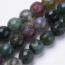 Natural Indian Agate Beads Strands, Faceted, Round, 8mm, Hole: 1.2mm, about 45pcs/strand, 15.3 inch