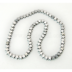 Non magnetici perle ematite sintetico fili, stella, Argento Placcato, 6x6x2mm, Foro: 1 mm, circa 76pcs/filo, 18 pollice