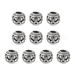 Tibetan Style Alloy Beads, European Style Beads, Large Hole Beads, Rondelle, Antique Silver, 11x9mm, Hole: 4.5mm