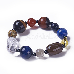 Pierres précieuses naturelles et synthétiques bracelets en perles extensibles, couple bracelet pour hommes, 2-1/2 pouce (6.3 cm)