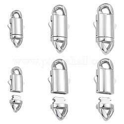 Unicraftale 3Pcs 3 Styles 304 Stainless Steel Snap Lock Clasps, Oval, Stainless Steel Color, 23~36x11~17x4.5~7mm, Hole: 3~5x4~5mm, 1pc/style