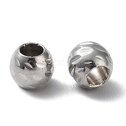 Perles en 303 acier inoxydable, ronde, couleur inoxydable, 4x3.5mm, Trou: 2.5mm