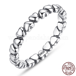 Con 925 anello per dito con fascia a cuore in argento sterling tailandese con timbro, argento antico, formato 7, 17mm