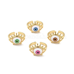 Акриловое кольцо-манжета с конским глазом, настоящие 18-каратные позолоченные латунные украшения для женщин, без кадмия и без свинца, разноцветные, размер США 7 (17.3 мм)