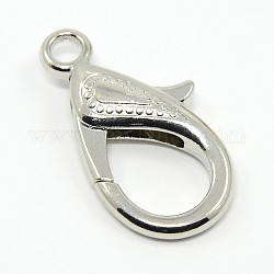 Tibetan Style Alloy Lobster Claw Clasps, Platinum, 30x15x4mm, Hole: 3mm