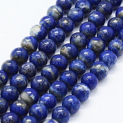 Chapelets de perles en lapis-lazuli naturel, ronde, 6mm, Trou: 0.5mm, Environ 58~60 pcs/chapelet, 15 pouce (38 cm)