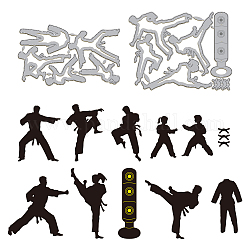 Stencil per fustelle in acciaio al carbonio per taekwondo, per scrapbooking diy, album di foto, carta decorativa goffrata, colore acciaio inossidabile, gli sport, 83~107x139~141x0.8mm, 2 pc / set