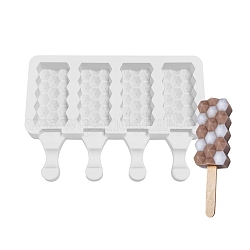 Пищевые силиконовые Молды для мороженого прямоугольной Молды «сделай сам», Молды для льда, для приготовления мороженого, 4 полости, белые, 129x180x23 мм, внутренний диаметр: 69x35 мм