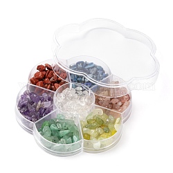 105g natürliche Edelsteinperlen, für DIY-Schmucksets, Chip, Mischfarbe, 5~8x5~8 mm, Bohrung: 1 mm, 7 Stil, 15g / Stil