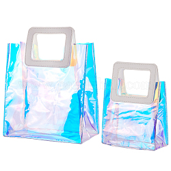 Прозрачная сумка gorgecraft из пвх для лазера, сумка, с ручками из искусственной кожи, для подарочной или подарочной упаковки, прямоугольные, белые, готовый продукт: 25.5x18x10 см, 2 шт / комплект