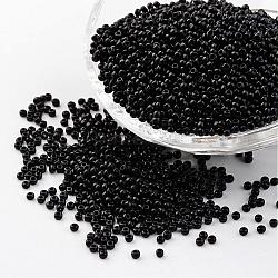 12/0 Grade A Round Glass Seed Beads, Baking Paint, Black, 2x1.5mm, Hole: 0.7mm, about 3300pcs/50g