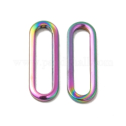 Placcatura ionica (ip) 304 anelli di collegamento in acciaio inossidabile, ovale, colore arcobaleno, 17.5x6.5x1mm, diametro interno: 15.5x3mm