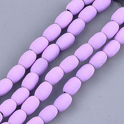 Vaporisez peints non-magnétiques synthétiques perles d'hématite brins, ovale, violette, 7.5x5mm, Trou: 1.5mm, Environ 53~54 pcs/chapelet, 15.7 pouce